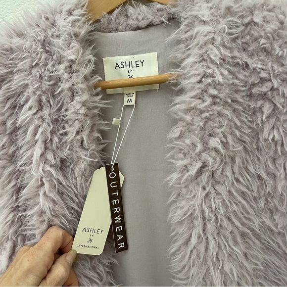 Faux Fun Fur Open Duster Vest NWT, Soft Dusty Lilac, Medium, Lined, Shag… - Picture 4 of 8